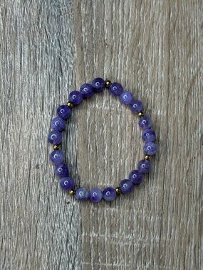Natural Amethyst Accent Beaded Stretch Bracelet